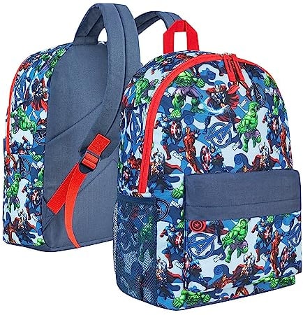Marvel Spiderman Rucksack Kinder mit Designs von The Avengers Iron Man und Mehr Kinderrucksack Einschulung Geschenk (Blau)