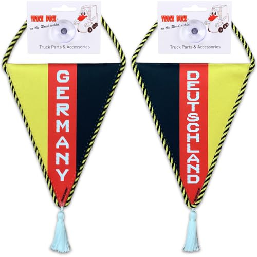TRUCK DUCK® LKW Auto Wimpel Deutschland Fernfahrer mit Saugnapf Trucker Mini Schal Flagge Fahne Banner Spiegel Deko