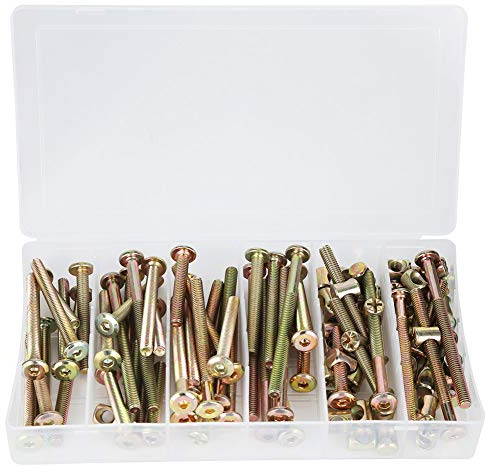 100 Stück verzinkte Kohlenstoffstahl-Schraubenmuttern, M6-Kopfschraube, Möbelbefestigungen Hardware zum Verbinden von Holzbrettern Küchenarbeitsplattenschränke