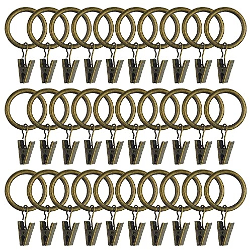 WMYCONGCONG 40 clips de metal para cortina, ganchos decorativos para barra de cortina, anillos de cortina con clips, diámetro interior de 1 pulgada (bronce antiguo)
