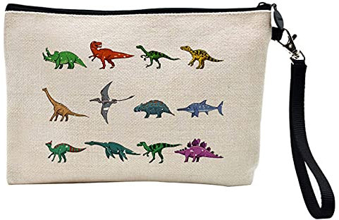 Federmäppchen für Stifte und Make-up, Leinen, bedruckt mit Dinosaurier-Motiv, Ref. 314