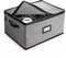 Hearth & Harbor Wine Glass Storage Box with Dividers, Quilted and Stackable Stemware Storage Cases, Service of 12 Glass China Container Hard Shell for Moving and Organization, Grey
