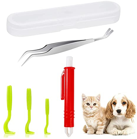Kafeiya Herramientas para Eliminar Garrapatas,Pinzas para Garrapatas 2 en 1,Garrapatas Herramienta,5pcs Pinzas para Quitar Garrapatas para Perros y Gatos