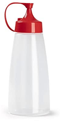 CABLEPELADO Bote plastico para Salsas, Botellín para Salsas, Recipiente para Aceite, Botella de Salsa, Dispensador Salsas, Biberón de Cocina, 21 cm Longitud, Capacidad 500 ml, Transparente