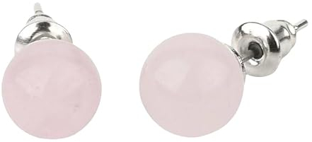 Orecchini Donna Pendenti, Orecchini A Bottone Da Donna, Pietra Di Quarzo Rosa Naturale Sfera Rotonda Di Cristallo Orecchini A Bottone Con Pietre Preziose Di Energia Orecchini Eleganti Gioielli In Ar