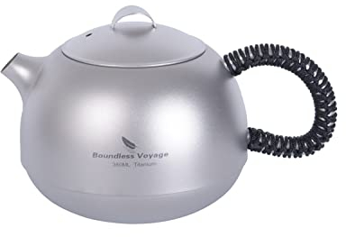 Boundless Voyage 380ml Titanium Tea Kettle with Filter Ultralight Outdoor Teapot Set Camping Coffee Tea Water Maker (Ti3108D teapot only)