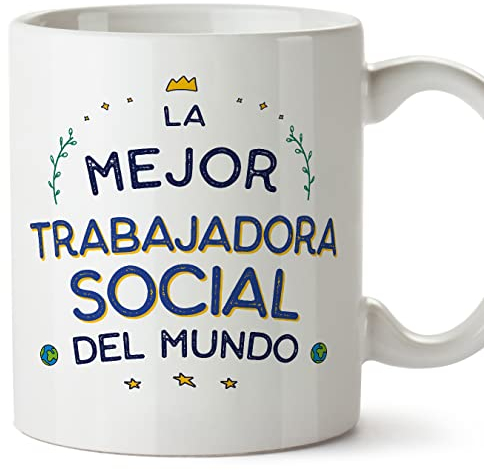 MUGFFINS Tazas para TRABAJADORA SOCIAL mujer - En Español - Mejor del Mundo - 11 oz / 330 ml - Regalo original y divertido