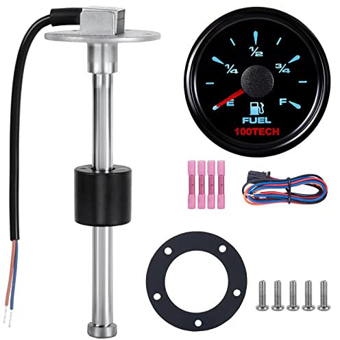 100TECH High Resolution Marine Fuel Sending Unit with Gauge 6(150mm) SUS316 Stainless Steel Fuel Sender Unit and Gauge Fuel Level Sending Unit for Boat Truck RV Water Tank Sending Unit 240-33ohm