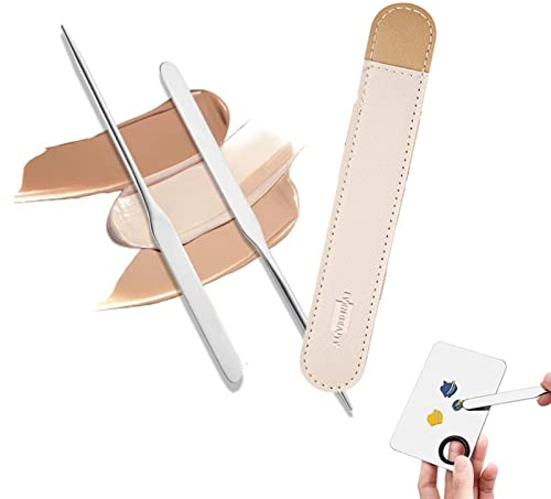 BARASH 2pcs Makeup Spatula Korean, Edelstahl Makeup Spatula und Palette Set Korean Makeup Spatula (2Spatula+2 Rectangle Palette)
