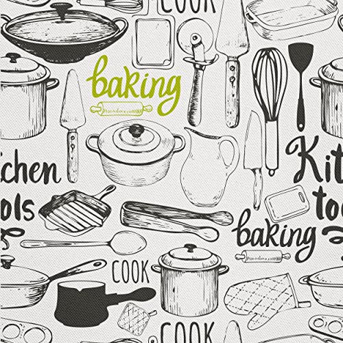 HEKO PANELS Stoff Oxford Wasserdichte Meterware Canvas-Stoff Polyester Stoff Zum Nähen Nähstoffe Möbelstoffe Dekostoffe Handwerken Wasserabweisend Blickdicht Töpfe und Messer 2 Meter 155 x 200 cm