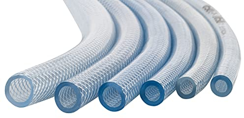 PVC Schlauch mit Gewebe Lebensmittelecht durchsichtig flexibel Druckluftschlauch Lebensmittelschlauch Wasserschlauch Luftschlauch (Innen Ø: 10,0 mm/Außen Ø: 16,0 mm)