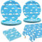 Décorations de fête pour 20 invités - Ensemble de vaisselle comprenant des assiettes en carton, une nappe ciel bleu, des serviettes pour fête d'anniversaire d'enfants, une fête prénatale