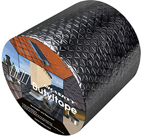 Wasserdichtes Klebeband Butylband I 15cm*5m Schwarz hochwertig selbstklebend mit Aluminiumfolie I Butyl-Tape alterungsbeständig korrosionsbeständig UV-beständig