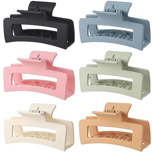 Sisiaipu 8,9 cm mittelgroße Haarklammern, 6 Stück, Haarspangen für Frauen, quadratische Klauenklammern, rechteckige Clips für Haar, Bananenklauen, Haarschmuck für Mädchen, Basic