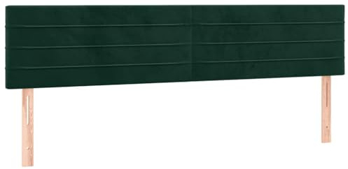 vidaXL Kopfteil 2 STK., Bettkopfteil mit Holzbeinen, Höhenverstellbar Polsterkopfteil für Bett, Betthaupt Bettzubehör Schlafzimmer, Dunkelgrün 80x5x78/88cm Samt
