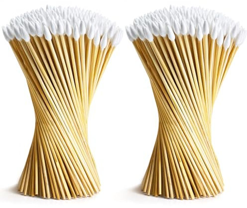Qtipzify 200 hisopos de limpieza de pistola de punta de precisión, hisopos de algodón de 6 pulgadas de largo, hisopos de algodón de bambú para limpieza de pistolas, bastoncillos de algodón adecuados