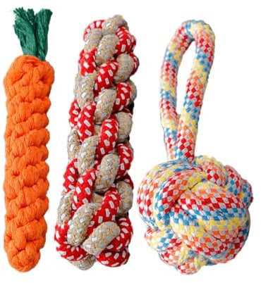 Wefine Puppy Chew Toys - 100% Natural Cotton Rope for Small & Medium Dogs (3 PCS)