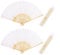 2 Stück Weiß Handfächer, Faltbare Papierfächer, Orientalischer Tuch Stoff Fan für Tanz, Party, Hochzeit, DIY Dekoration, Haus Dekorationen