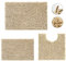 MEGAROOM Non Slip Chenille Bath Mat Set - Bathroom Mat Set with U-Shaped Toilet Mat - Soft and Anti Mould Bath Mat Set 3 Pieces for Safety and Comfort, Water Absorbent and Quick Drying（Beige）