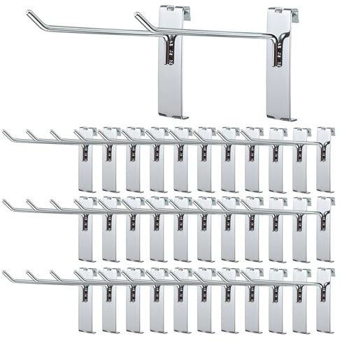 IGNPION 35Pcs Grid Panel Hooks, 15cm Retail Wall Grid Display Hooks for Display Stand Rack, Wire Grid Accessories Hangers for Shop, Garages, Workshops, Silver