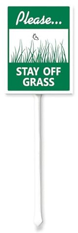Geroclonup Metallschild mit Aufschrift Please Stay Off Gras, Rasenschild, Ständer, Hofschild mit Metallpfähle, für Vorgarten, Garten, Gras, Blechschilder für Heimdekoration, Outdoor