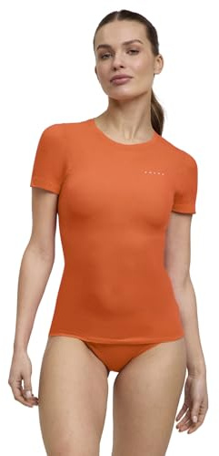 FALKE Damen Baselayer-Shirt Ultralight Cool Round Neck W S/s Ts Funktionsmaterial schnelltrocknend 1 Stück, Orange Coral 8017, S