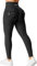 YEOREO Damen Sport Leggings mit Pockets V Taille Gym Leggings Butt Lifting Workout Yoga Fitness Leggings Schwarz L
