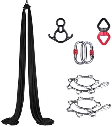 PRMTYUP Amaca Aerea, Altalena per Yoga Aereo, Amaca per Danza Acrobatica, Amaca per Yoga Aereo, Attrezzatura per Yoga Aereo, Kit di Ferramenta per Seta Aerea, per Danza,P,8M*1.5M