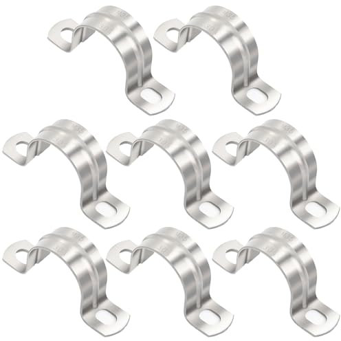 8 piezas 35 mm Abrazaderas Metalicas para Tubos,abrazaderas de acero inoxidable,2 Agujero Abrazadera De Tubo En Forma De U,Para la fijación de tuberías de agua,tuberías de calefacción(35mm)