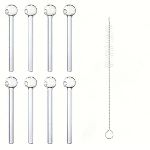 8 Stück Glas Ölbrennerrohr Rauchwasser Kleine Rohre für Glass Oil Burner Clear Tube Zubehör mit Handrohre Rauchzubehör Bong Pipe Dab Oil Rig 4 Zoll Länge