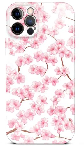 ONEFLOW Flower Cover für iPhone 12 Pro Hülle in Floral Optik, Blumen Designer Case Handy Schutzhülle mit Kameraschutz, Hardcase dünne Handyhülle Blumenmuster, Kirschblüten