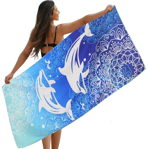 Winthome Strandtuch Beidseitig, Strandhandtuch Groß 180x90cm, Mikrofaser XXL Schnelltrocknend Leicht, Badetuch Strandtuch Sandfrei, für Damen Herren Reise Urlaub Schwimmen Sauna (1 Pack)