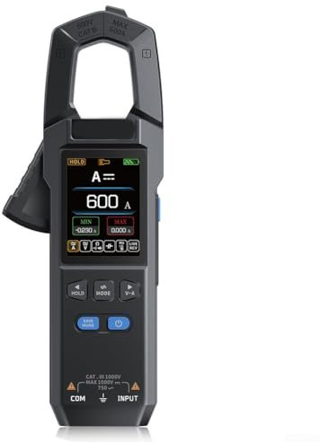 Besshepplo Digital Clamp Meter, 2.0-inch TFT Color Screen Multi Functional Digital Clamp Meter With Data Retention Capability For Professional Technicians/DIY Users(with Temperature Probe)
