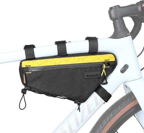 Rhinowalk Fahrradtasche, Fahrradrahmentasche, wasserdichte Fahrrad-Dreieckstasche, Fahrradtasche unter dem Schlauch, professionelles Fahrradzubehör 1,7L (M), Schwarz+Gelb
