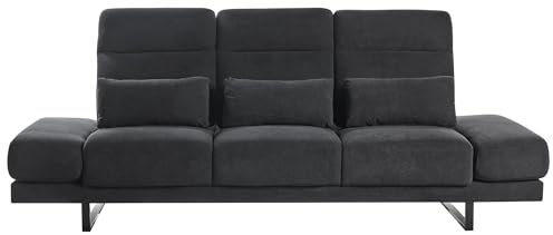 Beliani 3-Sitzer Sofa Stoff schwarz mit Verstellbarer Sitztiefe Armlehnen 3 Kissen Ikast