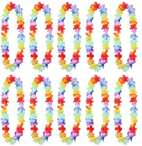 12 Stück Hawaii Ketten Blumen,Hawaiianische Deko Girlanden,Poolparty Dekorieren Halskette,50cm Bunte Blumenketten Hawaii JGA,für Kinder Erwachsene Strand Tropisch Geburtstag Party Kostüm Accessoires