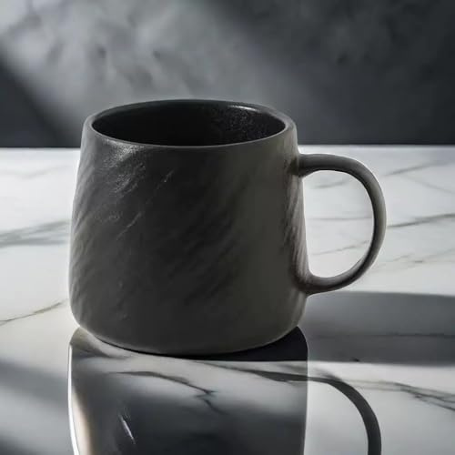 Tasse Keramik, handgefertigte Teetasse mit Henkel, Kaffeebecher 500ml aus hochwertigem Porzellan – Kaffeetassen, ideal für Kaffee, Cappuccino, Latte, Heiße Kakao Oder Heißes Tee (Schwarz, 1)