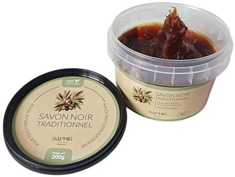 Saphir D'Orient Schwarze Seife – Marokko – Beldi-Seife – Peeling – 100% natürlich – 200 g