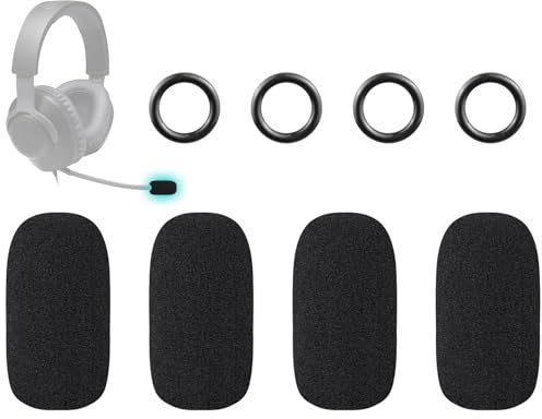 SOULWIT 4Pcs Microphone Cover for JBL Quantum 100/360/910 Series, Quantum One/350/200/300/400/600/610/800/810 Headsets, Protective Mic Foam Cover Pop Filter Windscreen - Black
