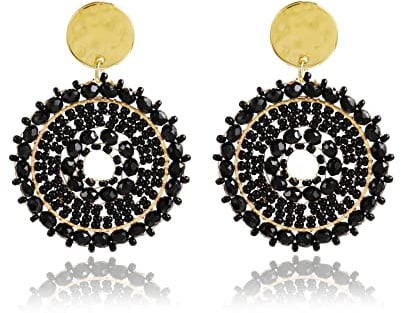 Große Ohrringe für Damen, Bohemien Stil, kleine Hirseperlen Sommer Strand handgemachte Perlen Schmuck Ohrringe