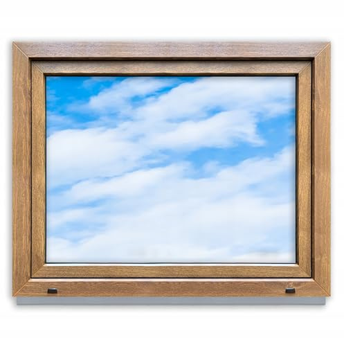 LORAC | Ventana de plástico roble dorado blanco 1000 x 800 mm, 100 x 80 cm, PCV, DIN izquierda, inclinable y expositable, doble acristalamiento, ahorro de energía – Ventana con certificado CE para