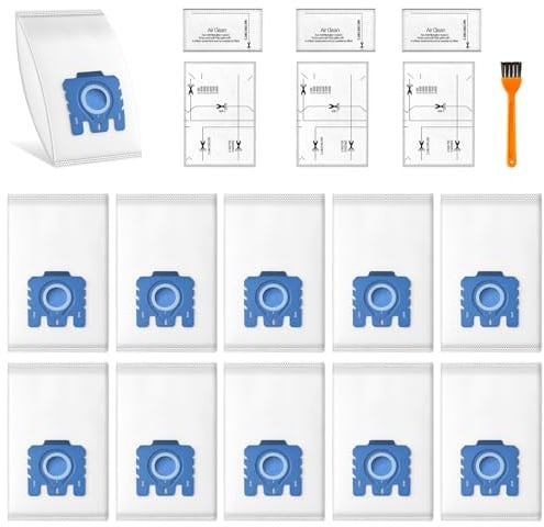 Zeeorymn 10 Pack GN 3D Efficiency Dust Bags for Miele Hoover GN Vacuum Cleaner-Fits for Classic C1 Complete C2 Complete C3,S2 S5 S8 Series with 3 Motor Protection,3 Exhaust Filters,1 Cleaning Brush