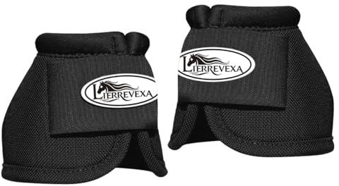 LIERREVEXA Horse Bell Boots for Horses Ballistic Nylon Overreach Boots with Secure Hook & Loop Closure – Durable Pull On Bell Boots for Riding, Jumping & Turnout