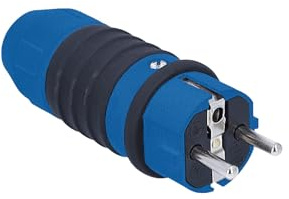 as - Schwabe DuroConn Schutzkontaktstecker, 230V/16A, blau/schwarz, IP54 | extrem robust, mit Schnellverschluss, für Leitungen bis 3 x 2,5 mm²