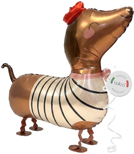 balloa Ballonwalker Dackel, XXL Folienballon, Partydeko, 70 cm | Detailreiches Dackel-Motiv, XXL Ballonwalker, heliumgeeignet, ungefüllt, läuft über den Boden, Deko für die Hundeparty