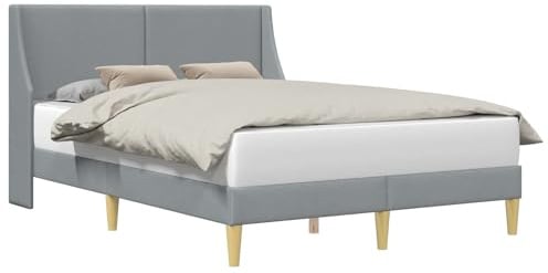 vidaXL Bettrahmen mit Kopfteil Verbindungsplatte, Moderner Bettrahmen, rechteckiges Design, mit Stoff bezogen, platzsparender, Cooler Schlafzimmerschrank