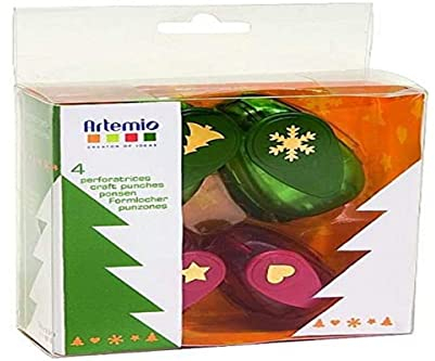 Artemio 10003002 Kit de 4 Perforatrices Noël Plastique Multicolore 11,2 x 4,59 x 14,7 cm