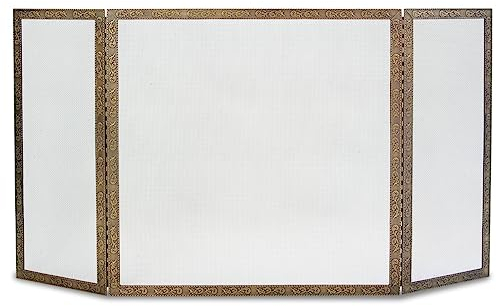Pilgrim Home and Hearth 18239 Bay AST geprägt Tri Kamin Panel Display, Messing antik
