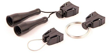 BOOMERANG TOOL COMPANY Einziehbares Getriebeband Angelwerkzeug Zubehör-Set (Spaltring, T-Reign Retractable Gear Tether Fishing Tool Accessory Pack (Split Ring, Universal und Zangenaufsätze), Schwarz