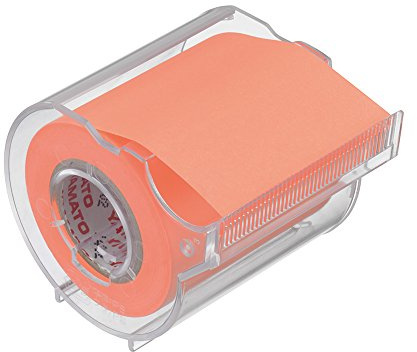 Yamato Memoc Roll Tape, Self-Stick Memo Paper Tape, with Tape Dispenser, 50mm x 10m, Orange, 1 ea. (RK-50CH-OR)